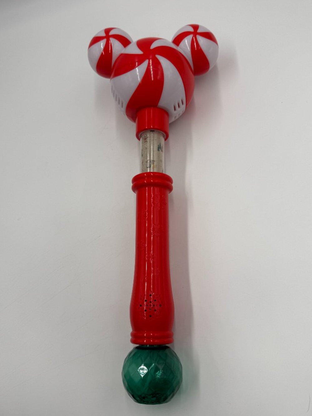 Disney Parks Mickey Mouse Peppermint Swirl Holiday Light-Up Music Bubble Wand